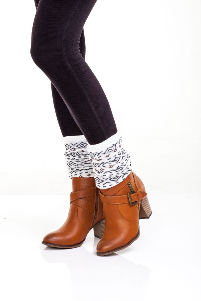 Geo Pattern Knit Over the Knee Slouch Socks Bootights